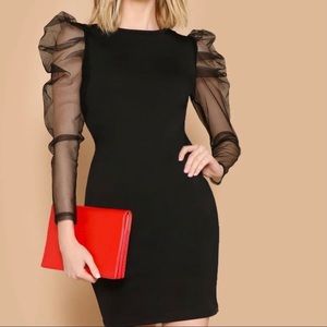 black puff sleeve mini dress NWOT